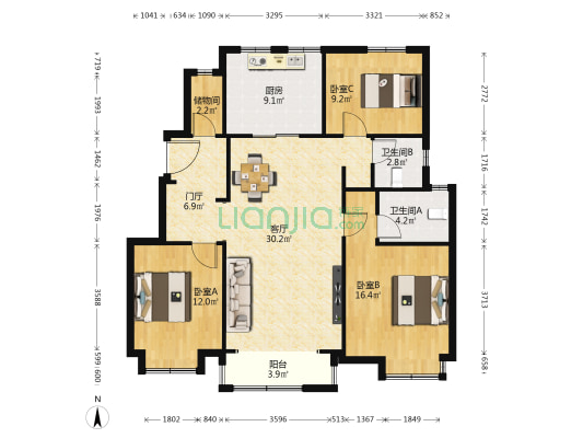 金地艺墅家芸泽苑 3室1厅2卫 123平方