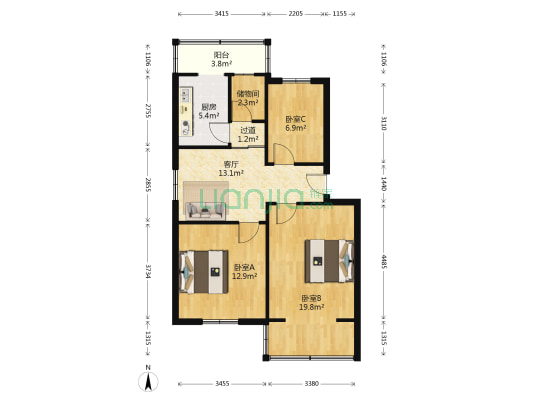 春阳街280号 3室1厅0卫 84平方