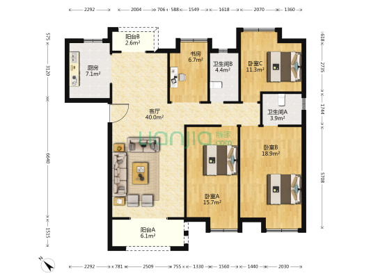 招商公园1872六期沁园 4室1厅2卫 150平方