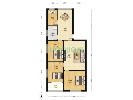万川大道 4室2厅1卫 140平方