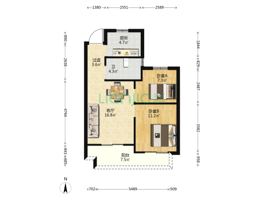 水畔华庭 2室1厅1卫 72平方