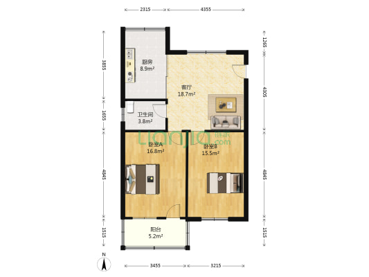 健康西路148号一区 2室1厅1卫 78平方