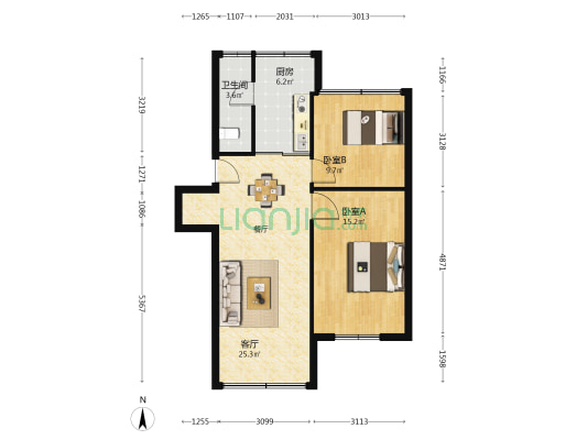 市运司职工宿舍 2室1厅1卫 68平方
