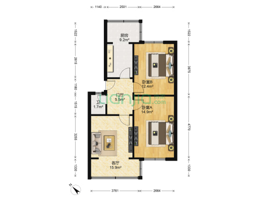 文庙西街31号 2室1厅1卫 66平方