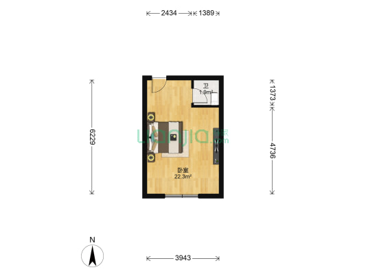 中关村科技城 1室0厅1卫 38平方