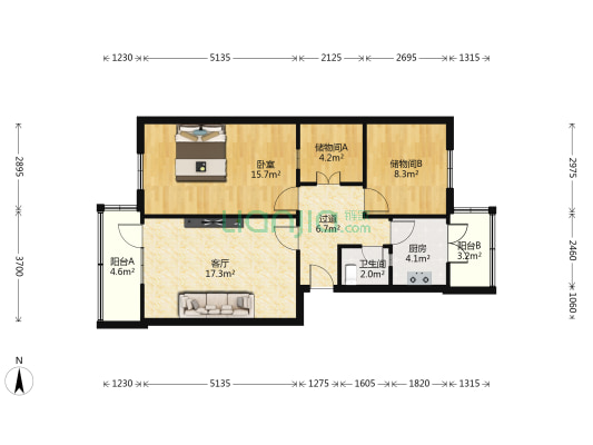 省建材公司家属院 1室1厅1卫 81平方
