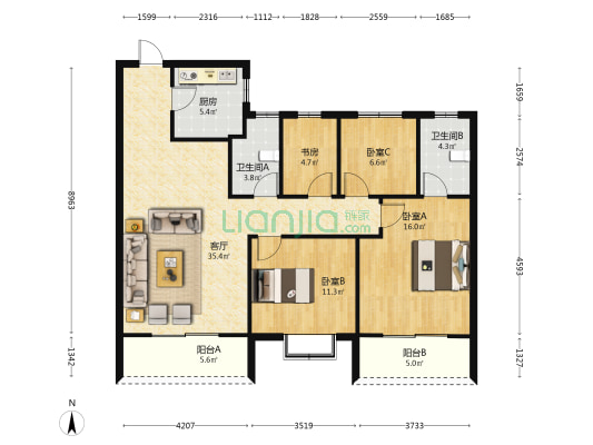 永和公馆 4室1厅2卫 136平方