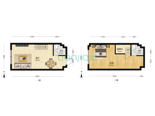 海吉星佳信广场 1室1厅2卫 48平方