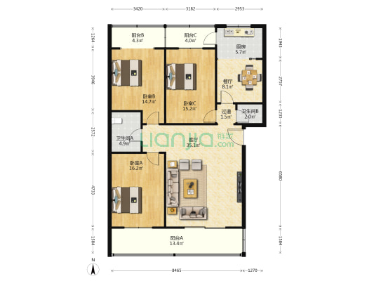 石家庄第二研究所 3室2厅2卫 136平方