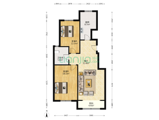 庄胜家园 2室1厅1卫 106平方