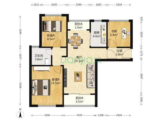 启航社U世代 3室1厅1卫 85平方