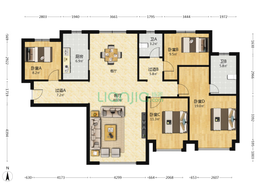 万科璞悦臻园 4室1厅2卫 154平方