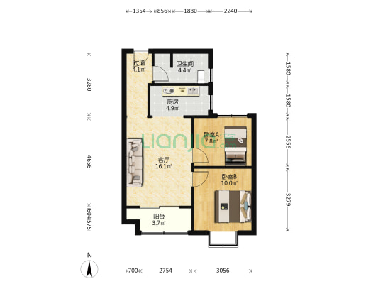 吾疆 2室1厅1卫 71平方