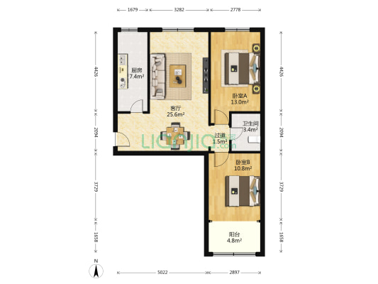 十里店市政公司家属院 2室1厅1卫 89平方