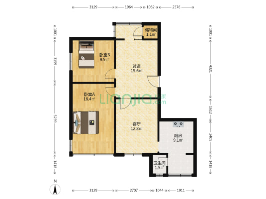 海马巷2号 2室1厅1卫 81平方