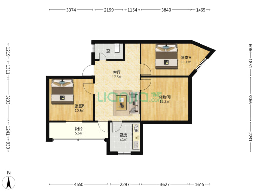 华职新村 2室1厅1卫 84平方