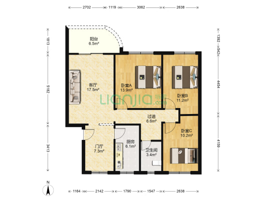 亨龙楼 3室1厅1卫 102平方