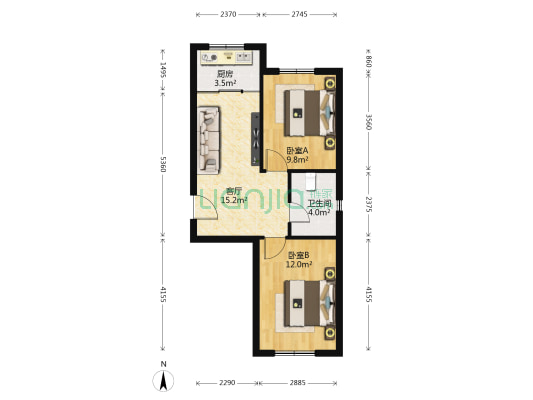 松岚回迁楼 2室1厅1卫 63平方