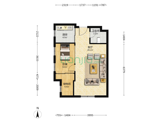 海华云顶 1室1厅1卫 72平方
