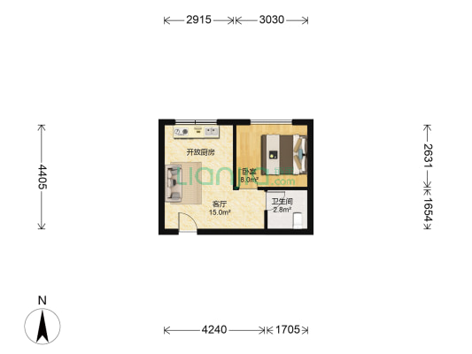 远洋金马杰座 1室1厅1卫 40平方