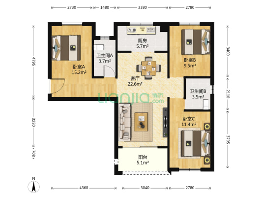 保利玺樾樾公馆 3室1厅2卫 97平方
