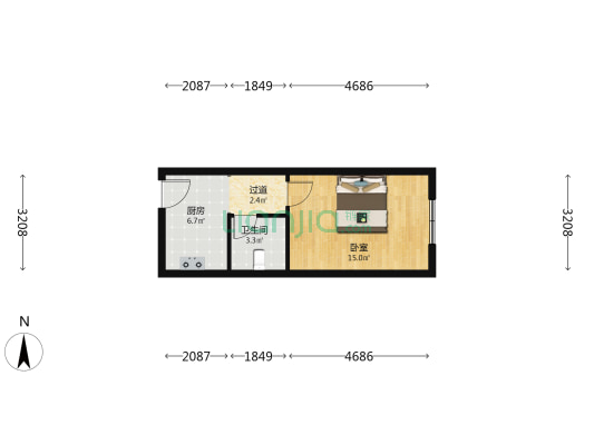 宿州路154号 1室0厅1卫 45平方