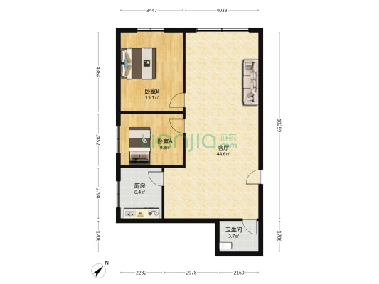 重庆杨家坪五环大楼 2室1厅1卫 127平方