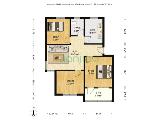 海滨花园 2室1厅1卫 80平方