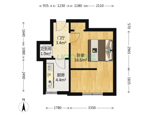 文化村 1室0厅1卫 22平方