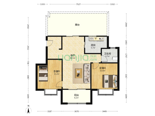 高淳孔雀城湖畔澜庭 2室1厅1卫 86平方
