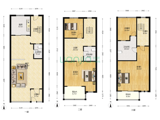 美林小镇(崂山) 3室1厅3卫 277平方