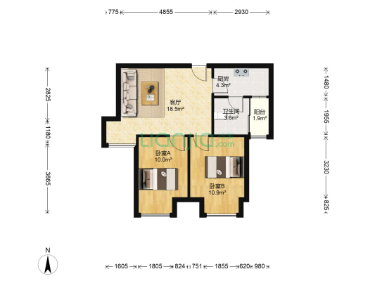 海棠佳苑 2室1厅1卫 59平方