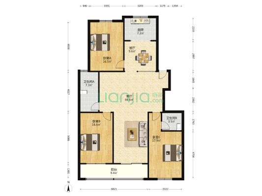 金丰苑 3室2厅2卫 157平方