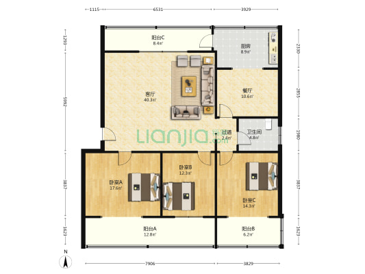 平阳路西二巷13号 3室2厅1卫 160平方