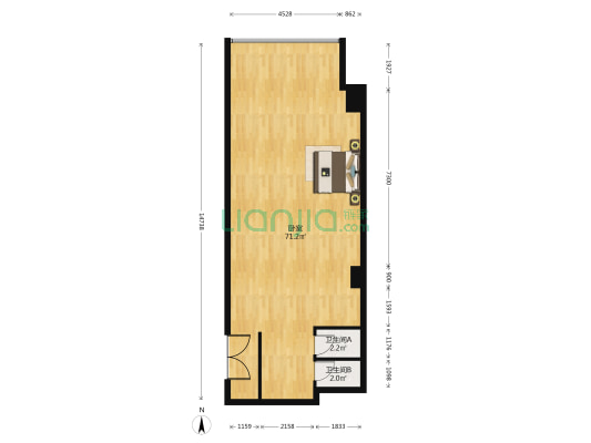 华天大厦 1室0厅2卫 106平方