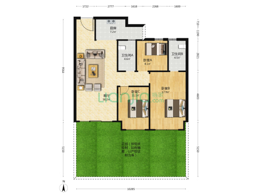 驻马店昌建君悦府 3室1厅2卫 119平方