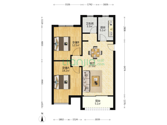 澄苑三区 2室1厅1卫 78平方