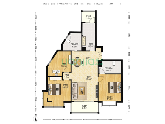 康宁雅庭 3室1厅2卫 147平方