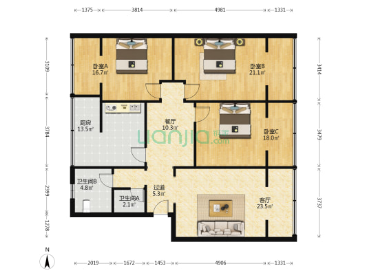 长江东路26号 3室2厅2卫 127平方