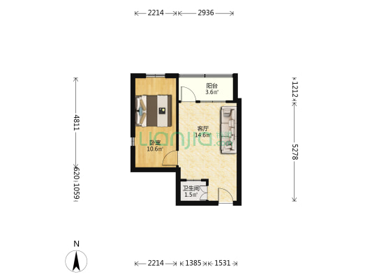 松鹤小区 1室1厅1卫 40平方