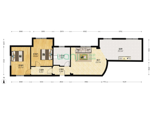 港台公寓 2室1厅1卫 120平方