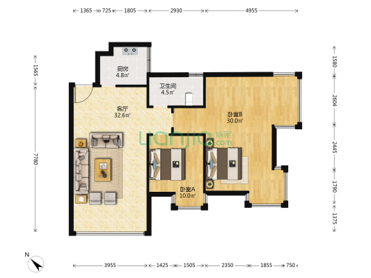吟峰苑 2室1厅1卫 101平方