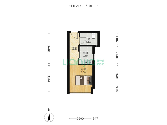 尚都后鸟巢 1室0厅1卫 32平方