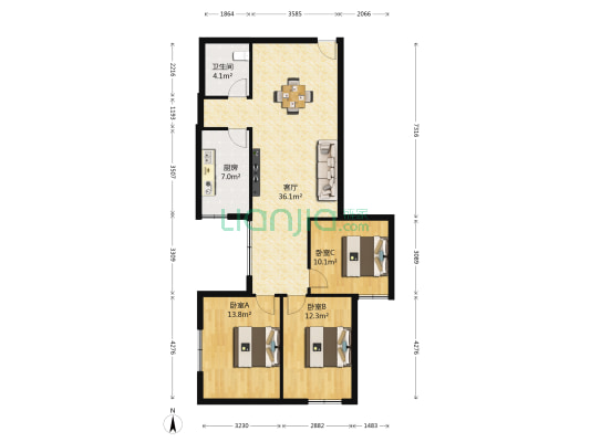 大黄路中交二航局家属院 3室1厅1卫 96平方