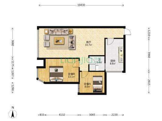 馨竹居 2室1厅1卫 79平方