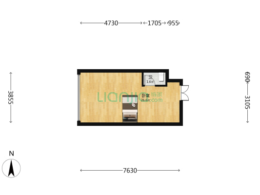 汇锦广场 1室0厅1卫 48平方