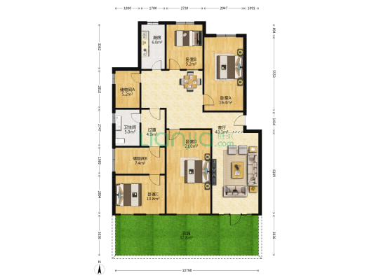 清馨园 4室1厅1卫 147平方