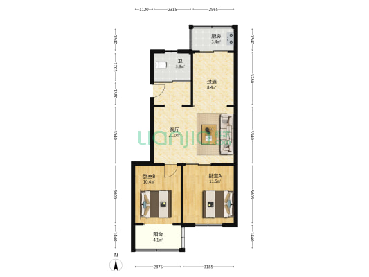 勤源里桃园楼 2室1厅1卫 75平方