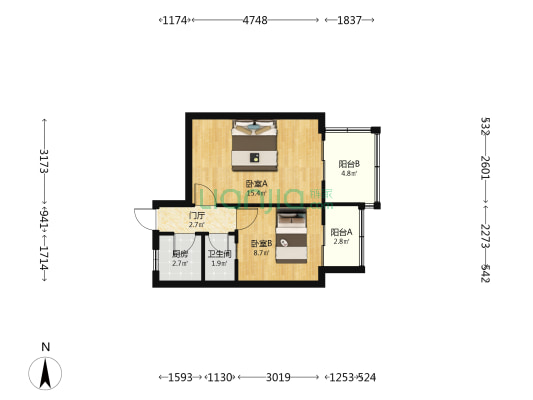 滏河北大街16号院 2室0厅1卫 39平方