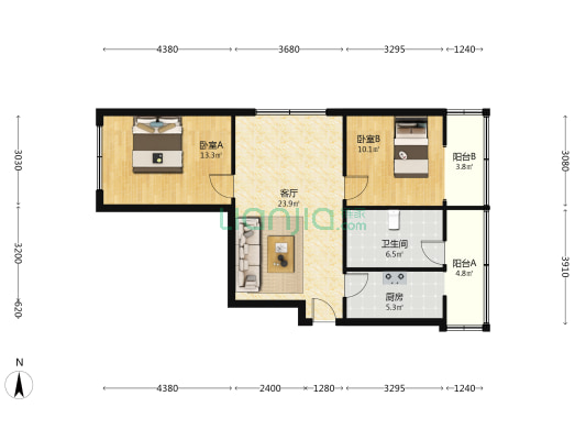 致祥路63号 2室1厅1卫 77平方